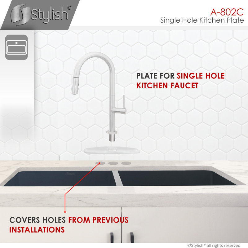 Stylish Kitchen Sink Faucet Hole Cover Deck Plate Escutcheon & Reviews